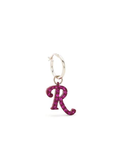Raf Simons gem-embellished logo-charm hoop earring