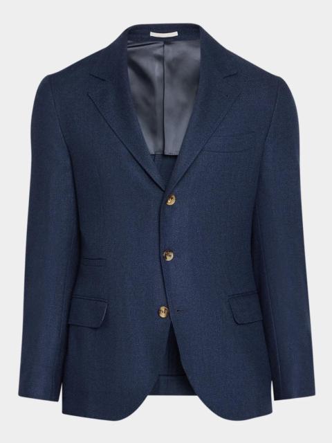 Brunello Cucinelli Men's Wool Flap Pocket Single-Breasted Suit Jacket