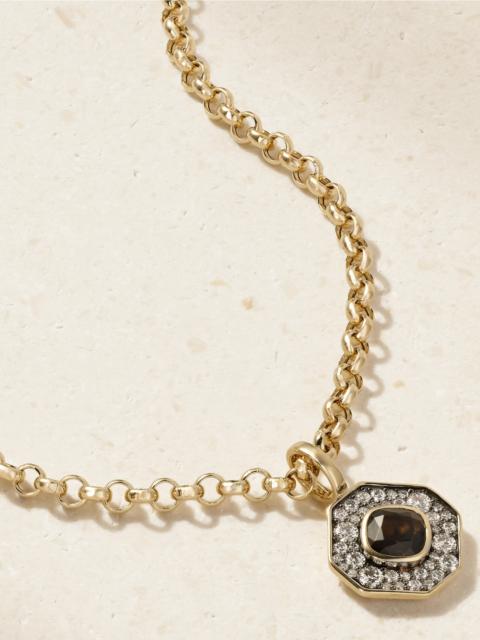 By Pariah Octagon 14-karat Recycled Gold, Smokey Quartz And Diamond Necklace