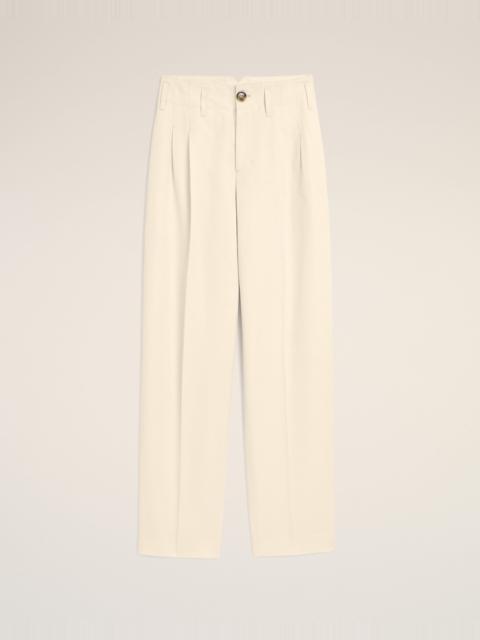 AMI Paris WHITE TWO-PLEATS COTTON AND LINEN TROUSERS