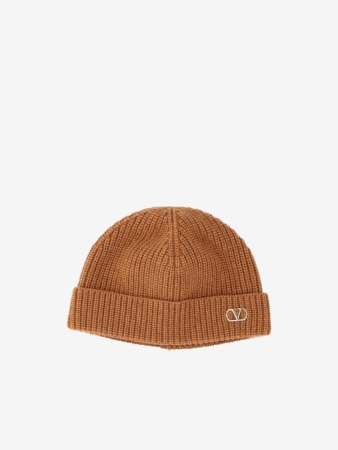 Valentino VLogo ribbed beanie hat