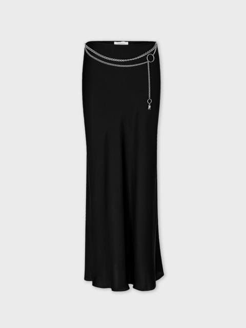rabanne LONG SATIN SKIRT WITH CHAIN DETAILS