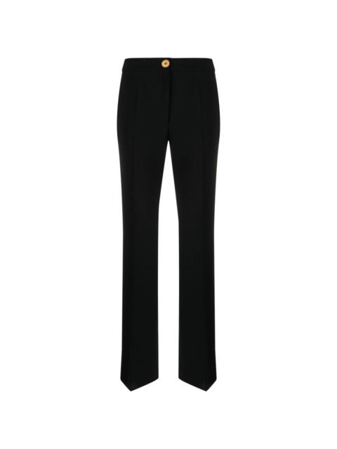 pressed-crease button-fastening tailored trousers