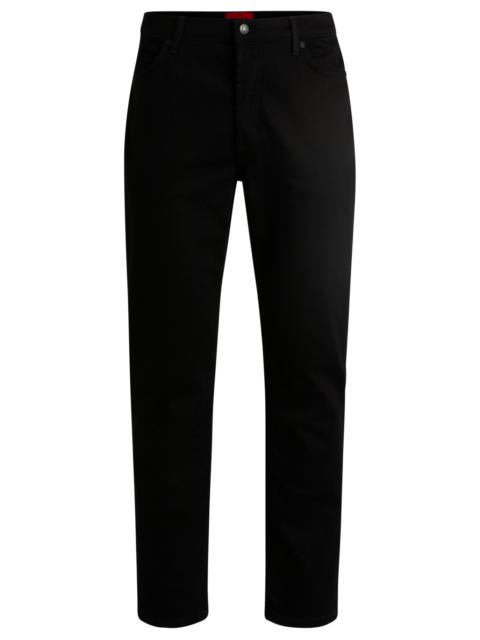 HUGO TAPERED-FIT JEANS IN BLACK-BLACK STRETCH DENIM