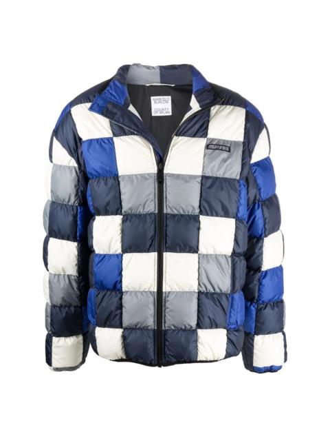 checkerboard inlay down jacket