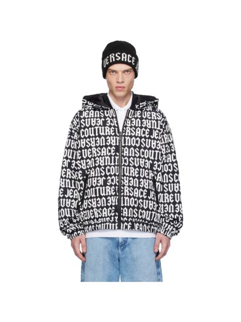 VERSACE JEANS COUTURE Black & White Rev Monogram Reversible Down Jacket