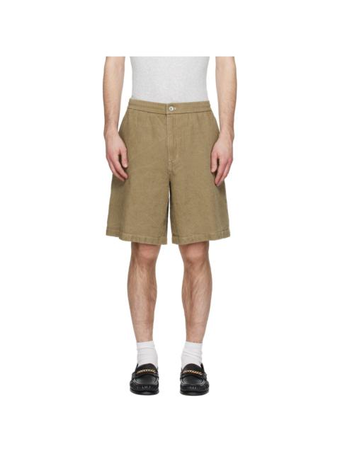 SOLID HOMME Khaki Linen Shorts