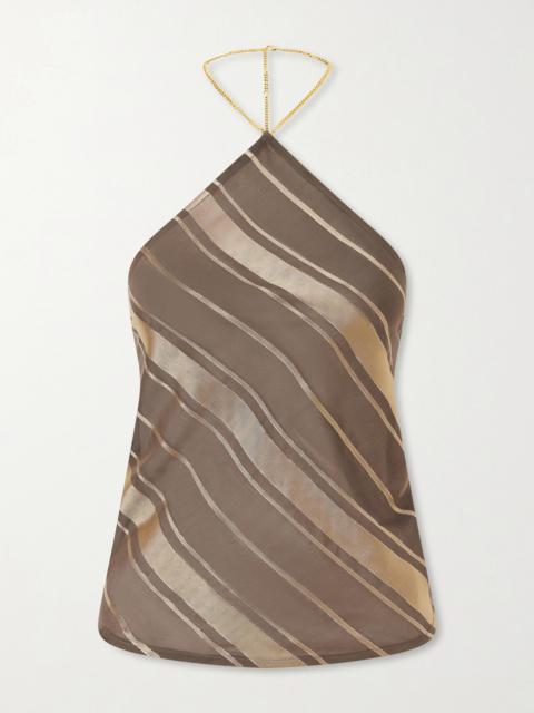 Stella McCartney Striped Open-back Satin Tank
