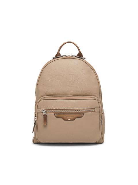 Santoni Beige tumbled leather backpack