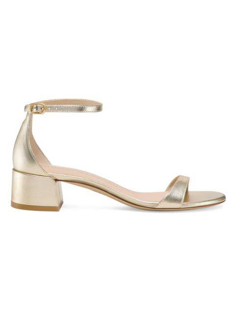 Stuart Weitzman Women's Nudist Metallic Leather 35MM Block Sandals - Light Gold