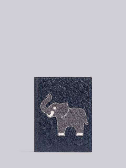Thom Browne Navy Pebbled Calfskin Elephant Icon Passport Holder