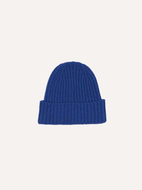 Drake's Royal Blue Lambswool Ribbed Knit Cap