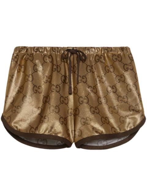 metallic monogram drawstring shorts