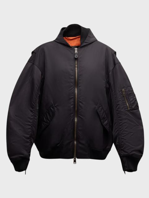 BALENCIAGA Men's Light Hooded Bomber Jacket