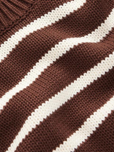 BODEN Lucy Chunky Cotton Sweater-brown, ivory stripe