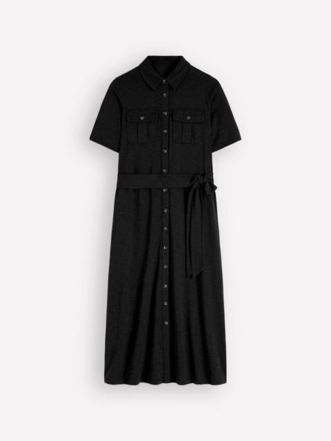 BODEN Mavis Midi Jersey Shirt Dress-Black