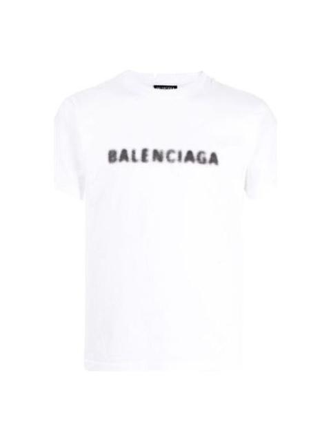 BALENCIAGA Balenciaga Blurred Logo T-Shirt 'White Black' 661705TKVD59040