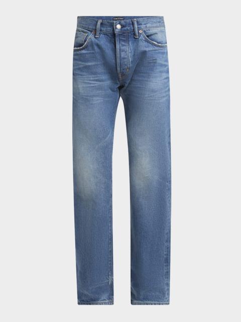 Men's Light Wash Selvedge Straight Fit Jeans