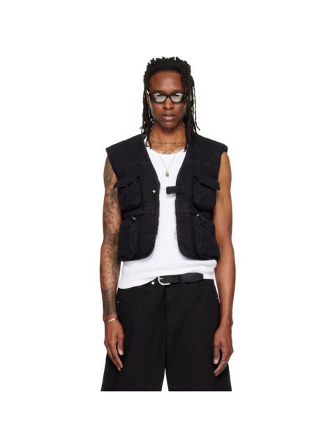 LU'U DAN Black Wadded Cargo Vest