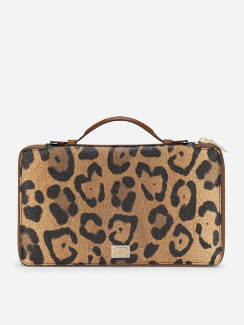 Dolce & Gabbana Leopard-print Crespo document holder with zipper and branded plate