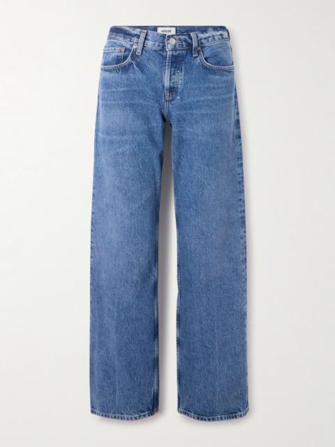 AGOLDE Low-Rise Loose distressed straight-leg jeans Mid denim