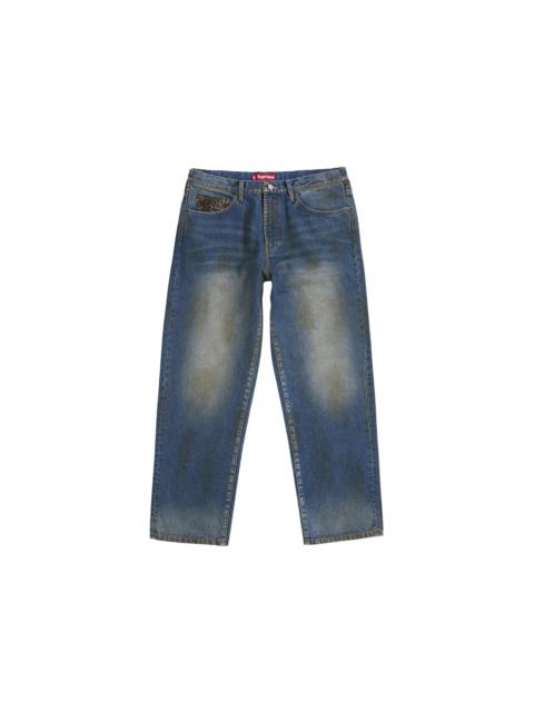 Supreme Supreme Leopard Faux Fur Loose Fit Jean Washed Indigo