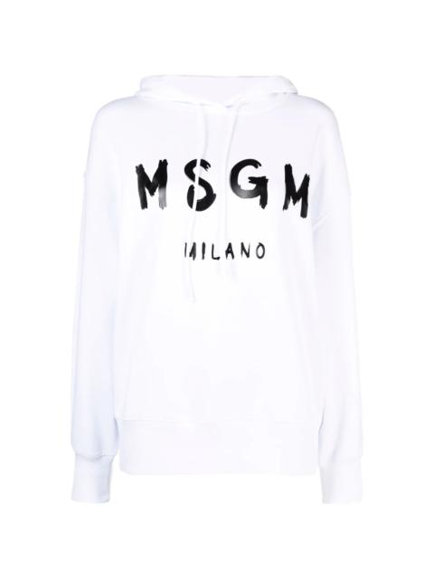 MSGM logo-print cotton hoodie
