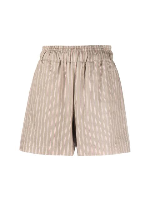 striped cotton-blend shorts