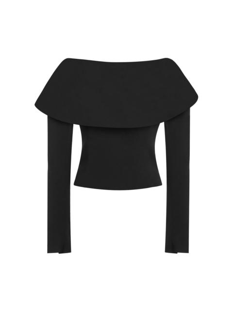 Off-the-Shoulder Fold Over Top black