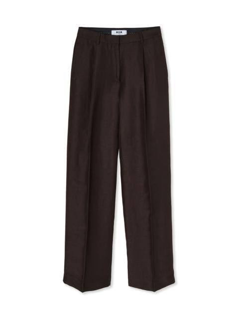 Blended linen and viscose pleated pants