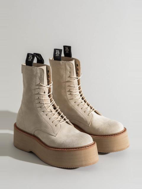 R13 DOUBLE STACK BOOT - KHAKI SUEDE