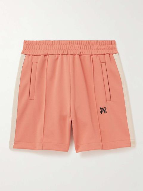 Wide-Leg Logo-Embroidered Striped Jersey Shorts