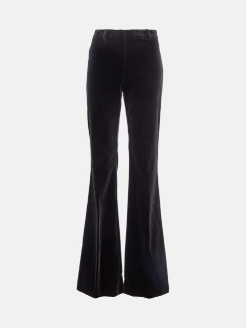 High-rise cotton velvet flared pants