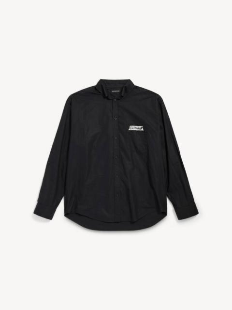 BALENCIAGA Men's Masking Tape Long Sleeve Shirt Large Fit in Black