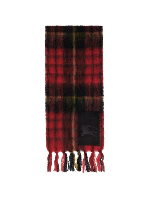 Burberry Red Check Mohair Wool Scarf