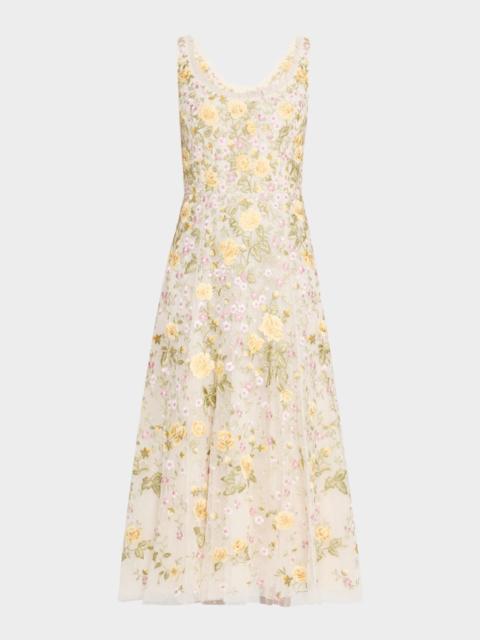 Needle & Thread Embroidered Florine Scoop-Neck Ballerina Dress