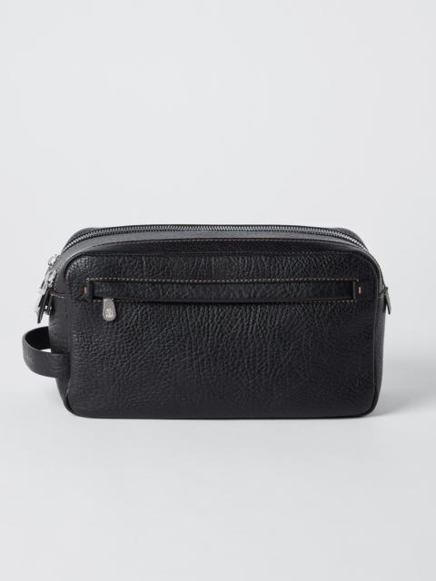 Brunello Cucinelli Grained calfskin 아름다움 케이스 와 더블 지퍼