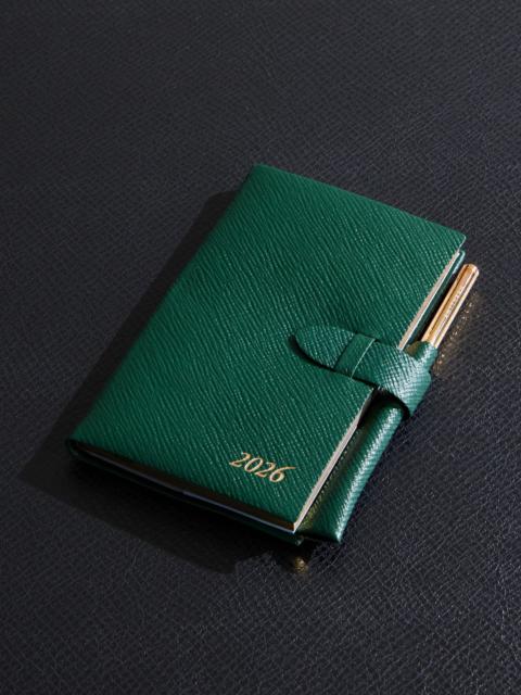 Smythson Panama Cross-Grain Leather 2026 Weekly Diary with Pencil Green