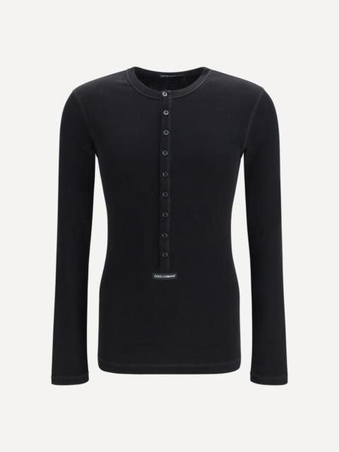 Dolce & Gabbana Ribbed cotton henley T-shirt