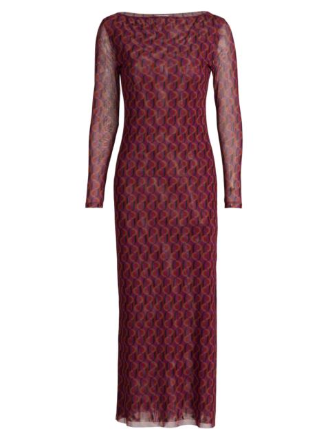 MISA Women's Vivian Geometric Mesh Midi-Dress - Geo Sixty Mesh