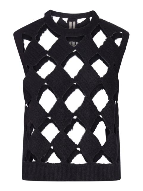 Rick Owens OPENWORK CASHMERE-SILK BLEND SARUTANYA TOP
