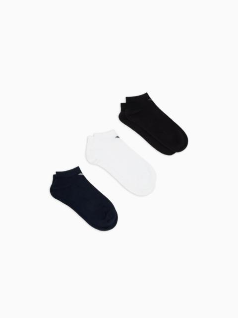 EMPORIO ARMANI THREE-PACK OF CASUAL ANKLE SOCKS WITH EAGLE