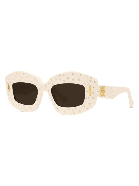 Loewe Men's Anagram Starry Night 49MM Rectangular Sunglasses - Shiny Ivory Smoke
