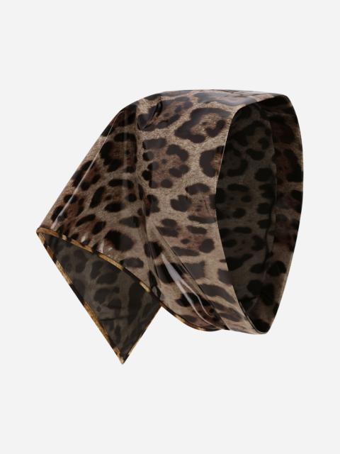 Dolce & Gabbana Leopard-print coated satin triangle veil
