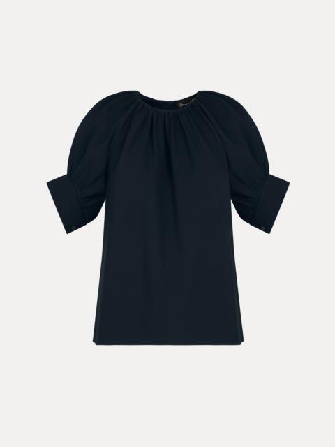 Oscar de la Renta GATHERED SILK GEORGETTE BLOUSE