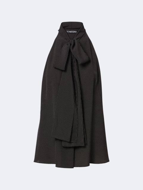 TOM FORD Polka-dot tie-neck silk crêpe de chine top