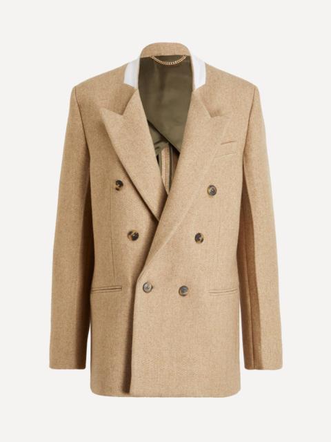 Victoria Beckham Camel Melange Beatrice Double-Breasted Jacket