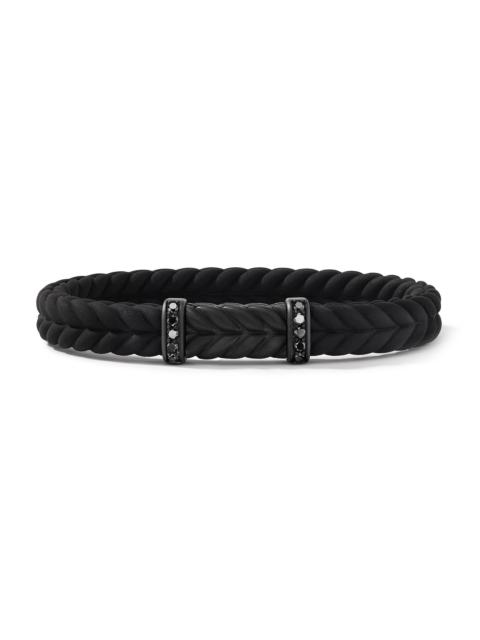 DAVID YURMAN Men's Chevron Black Rubber Bracelet with Black Titanium and Pavé Black Diamonds - Black