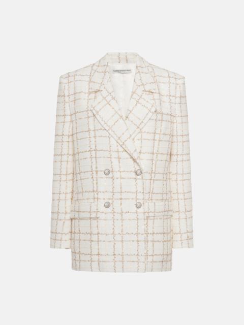 Alessandra Rich OVERSIZED SEQUIN CHECKED TWEED JACKET