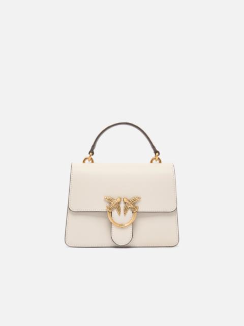 PINKO MINI LOVE BAG TOP HANDLE LIGHT HANDBAG IN FULL-GRAIN LEATHER